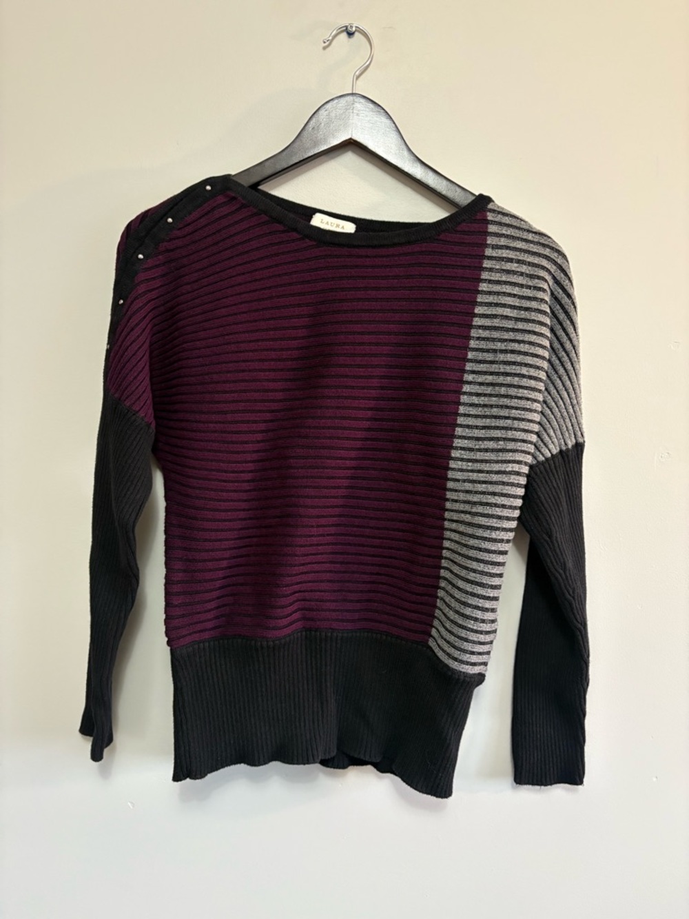 Vintage Style Striped Ribbed Sweater